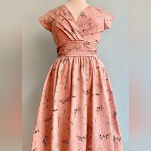 Retrolicious Moths and Webs Greta Dress in Pink NWT
